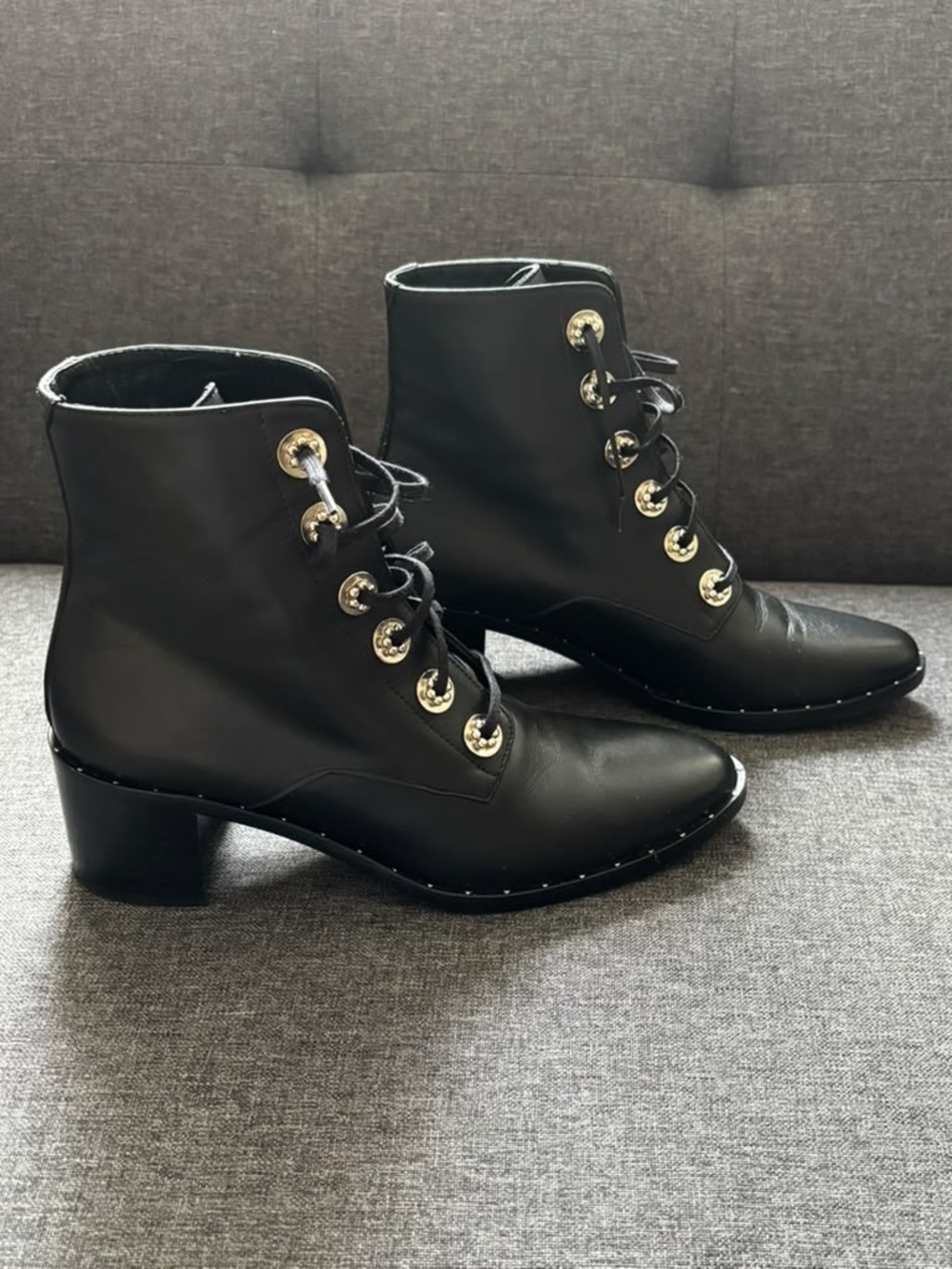 FREDA SALVADOR Ace Black Leather Hardware Lace Up Boots
